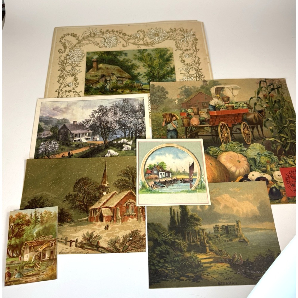 Antique Victorian Advertising Prints Litho Ephemera Lot‎ Landscapes